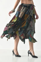 Patchwork Ruffle Layered Skirt