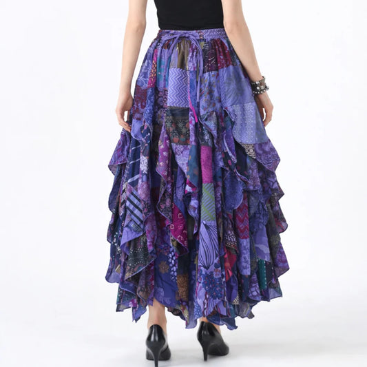 Patchwork Ruffle Layered Skirt