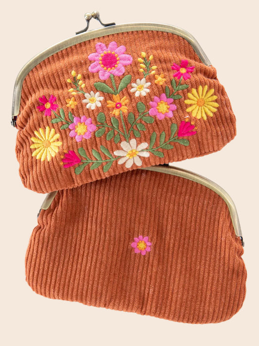 Embroidered Double Kisslock Coin Purse