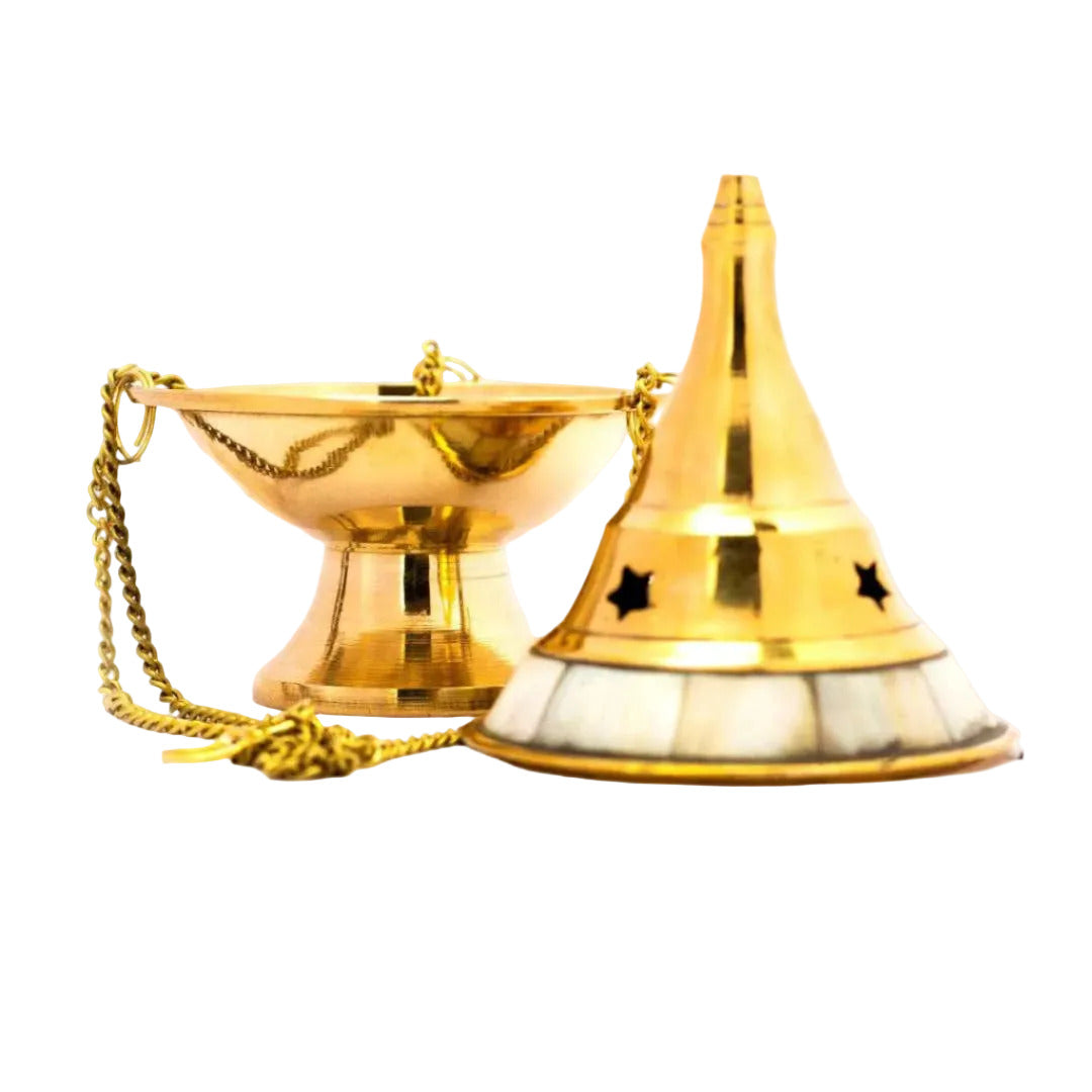 Brass Hanging Burner (Pearl Stone)