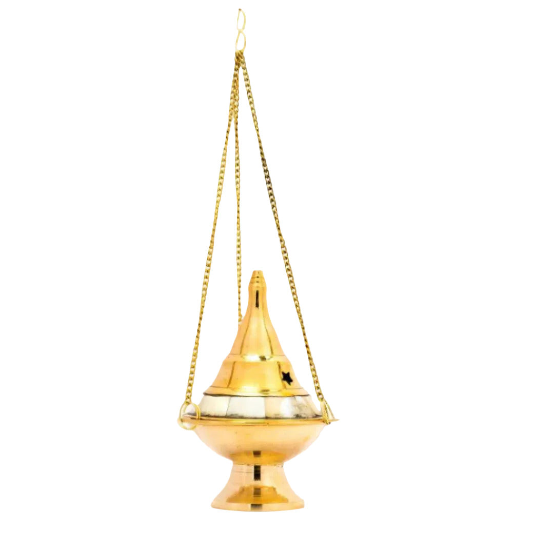 Brass Hanging Burner (Pearl Stone)