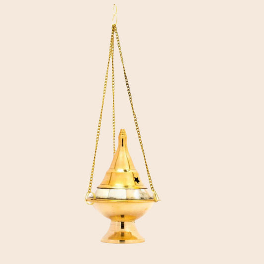 Brass Hanging Burner (Pearl Stone)