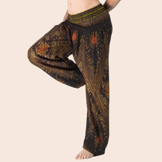 Brown Peacock's Eye Harem Pants