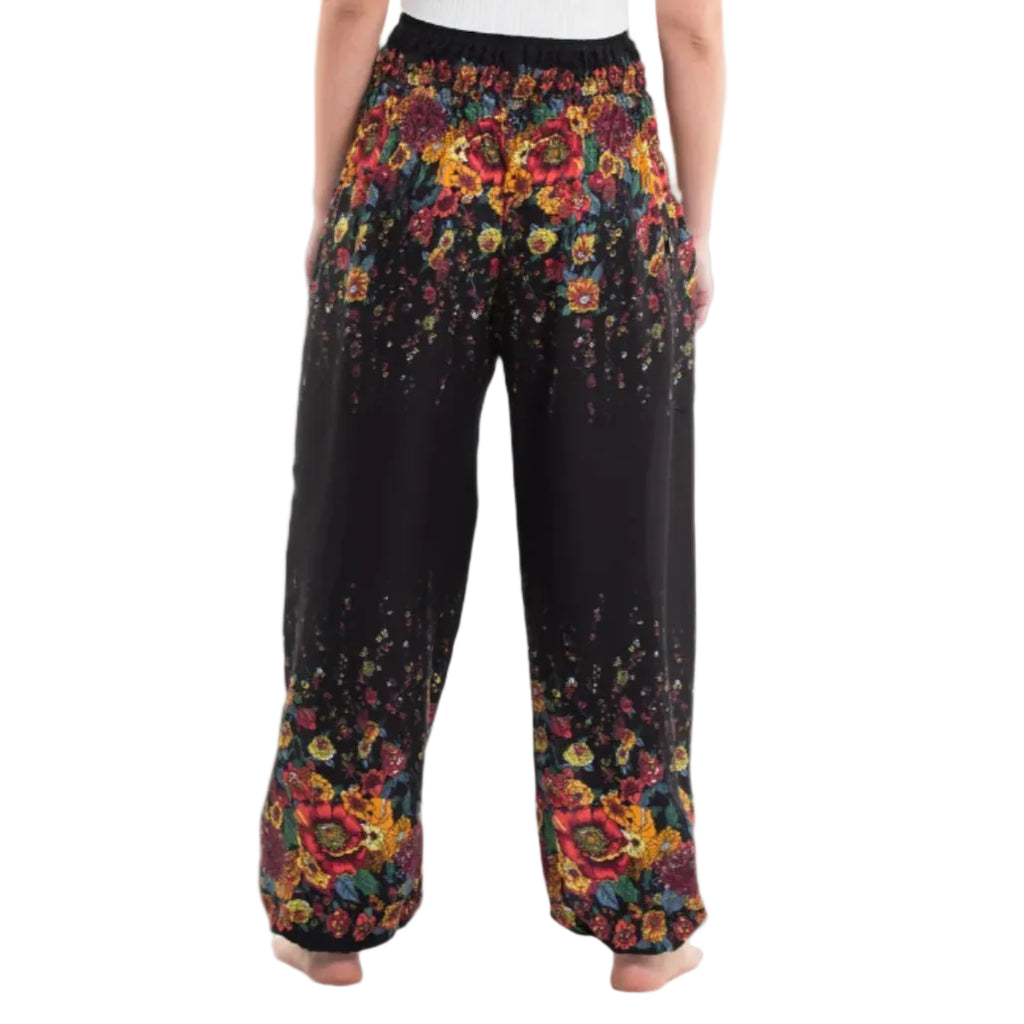 Black Floral Harem Pants