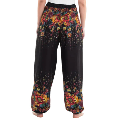 Black Floral Harem Pants