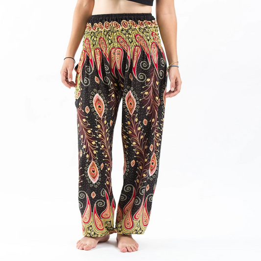 Black Peacock Paisley Harem Pants