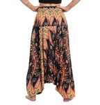 Black Peacock Paisley Low Crotch Harem Pants