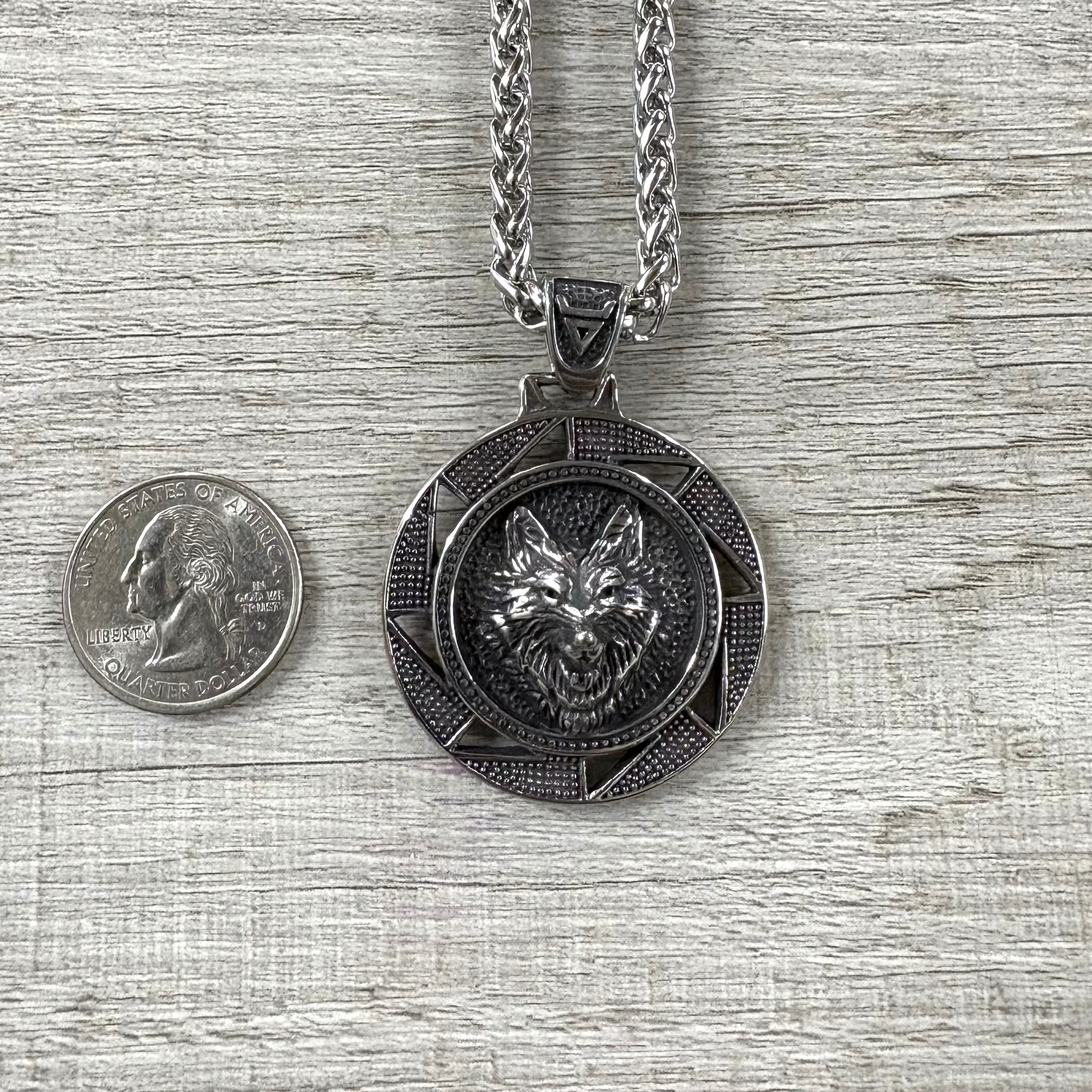 Circle Wolf Stainless Steel Necklace