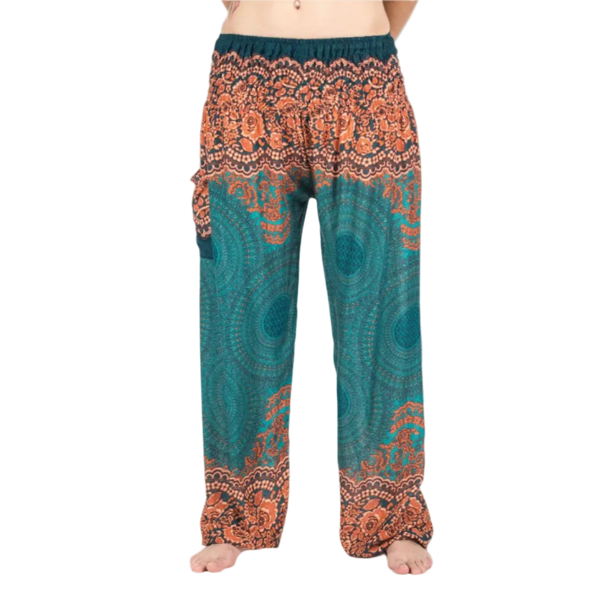 Teal and Orange Mandala Harem Pants