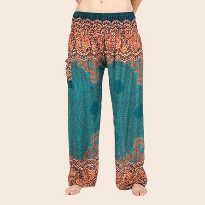 Teal and Orange Mandala Harem Pants