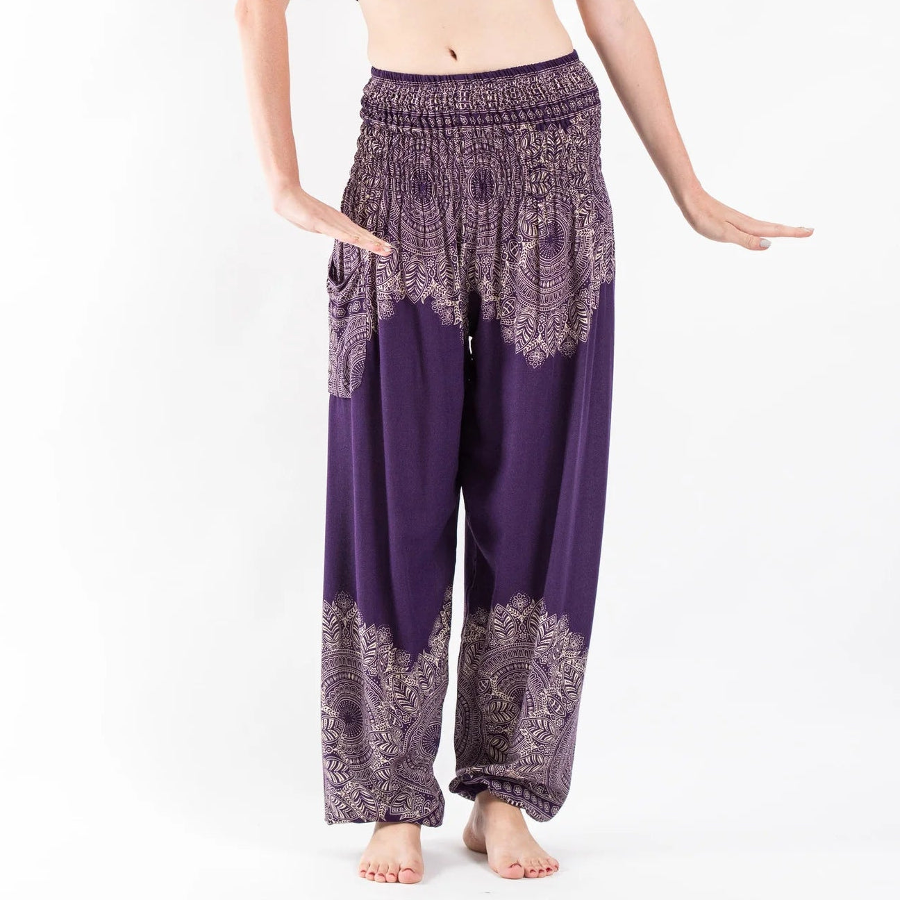 Purple Floral Mandala Harem Pants