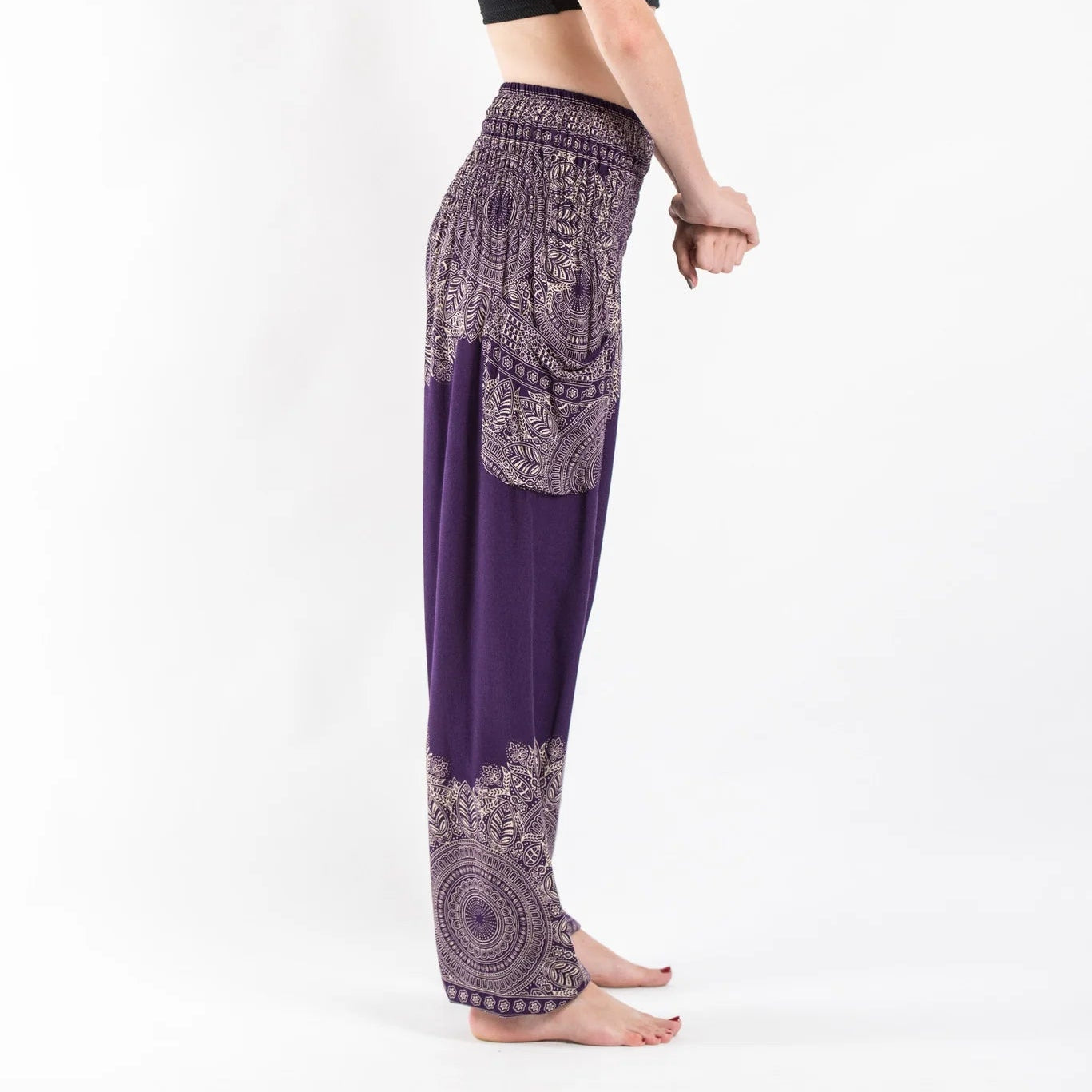 Purple Floral Mandala Harem Pants