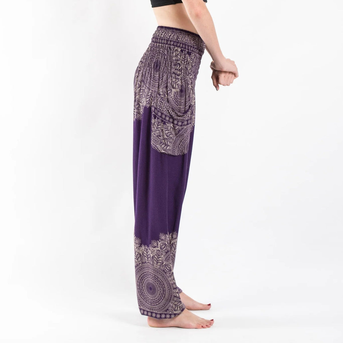 Purple Floral Mandala Harem Pants