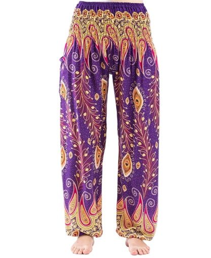 Purple Peacock Paisley Harem Pants