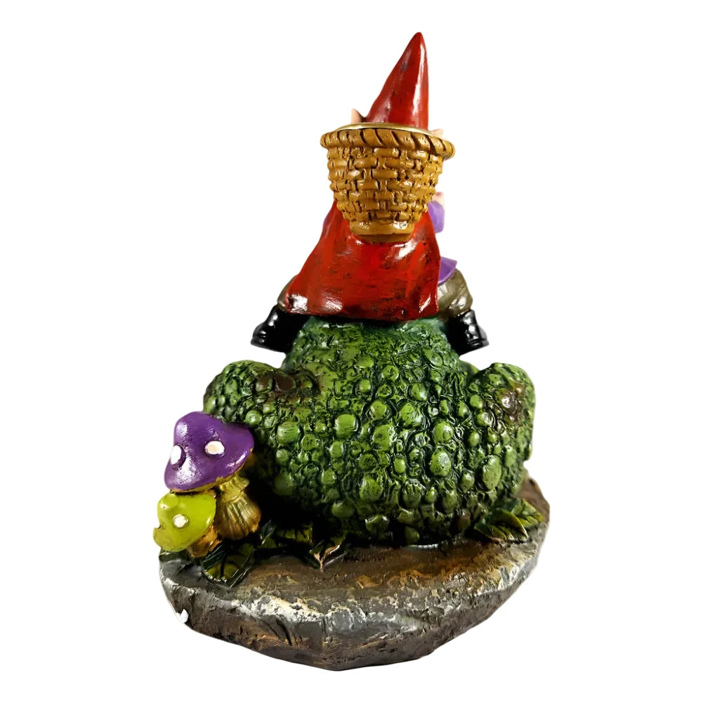 Gnome Sitting on a Toad Backflow Incense Burner