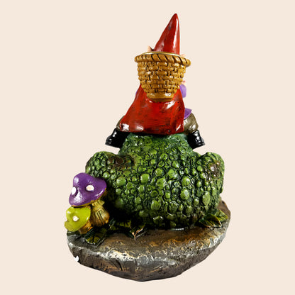Gnome Sitting on a Toad Backflow Incense Burner