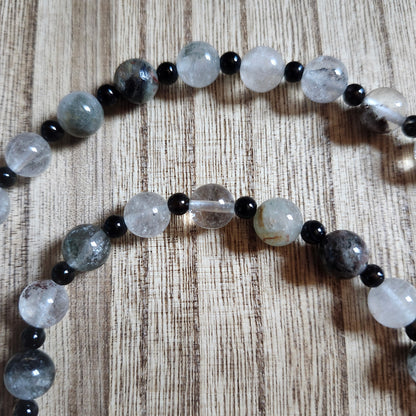 Garden Quartz (Lodolite) and Onyx Necklace