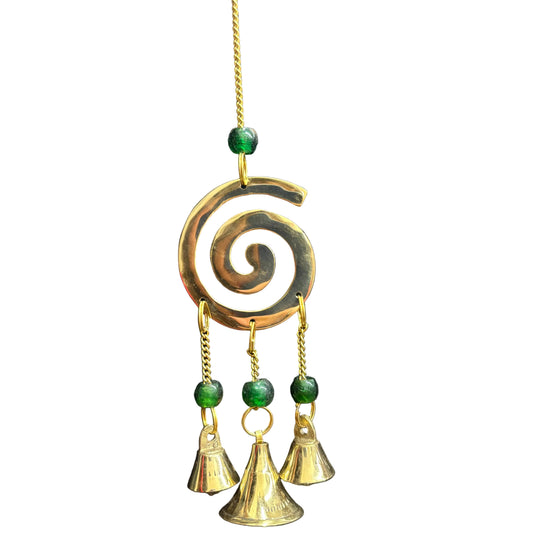Spiral Chime with Green Beads