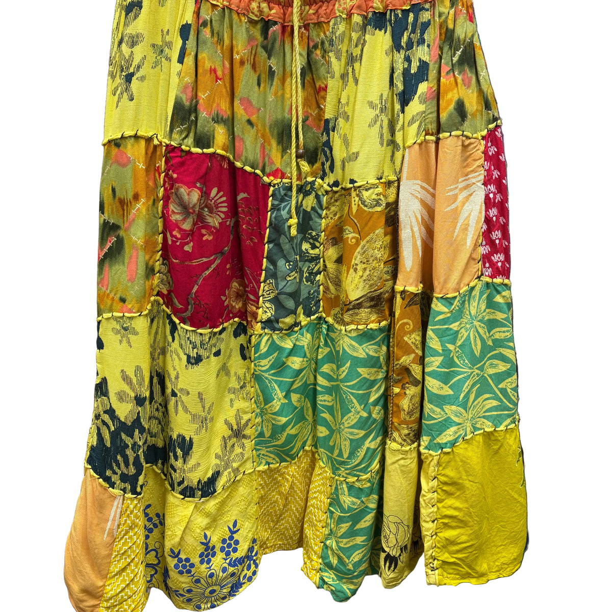 Patchwork Hand Thread Work Midi Skirt
