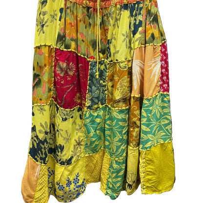Patchwork Hand Thread Work Midi Skirt