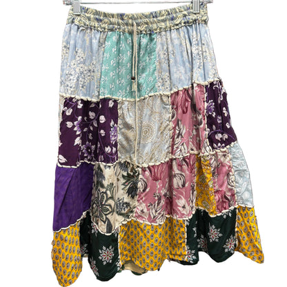 Patchwork Hand Thread Work Midi Skirt