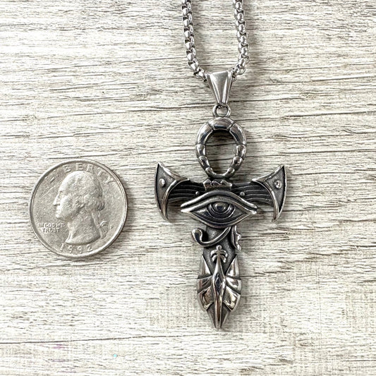 Eye of Horus Ankh Stainless Steel Necklace