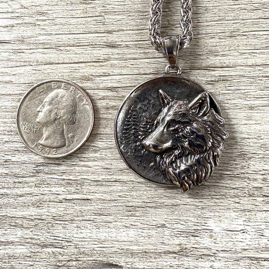 3D Wolf Stainless Steel Necklace
