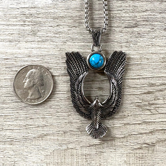 Stone Embellished Phoenix Stainless Steel Necklace