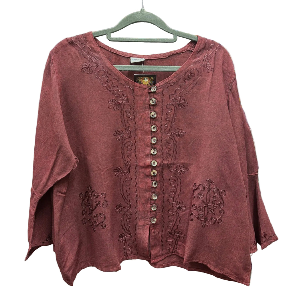 3/4 Length Sleeve Button-up Top