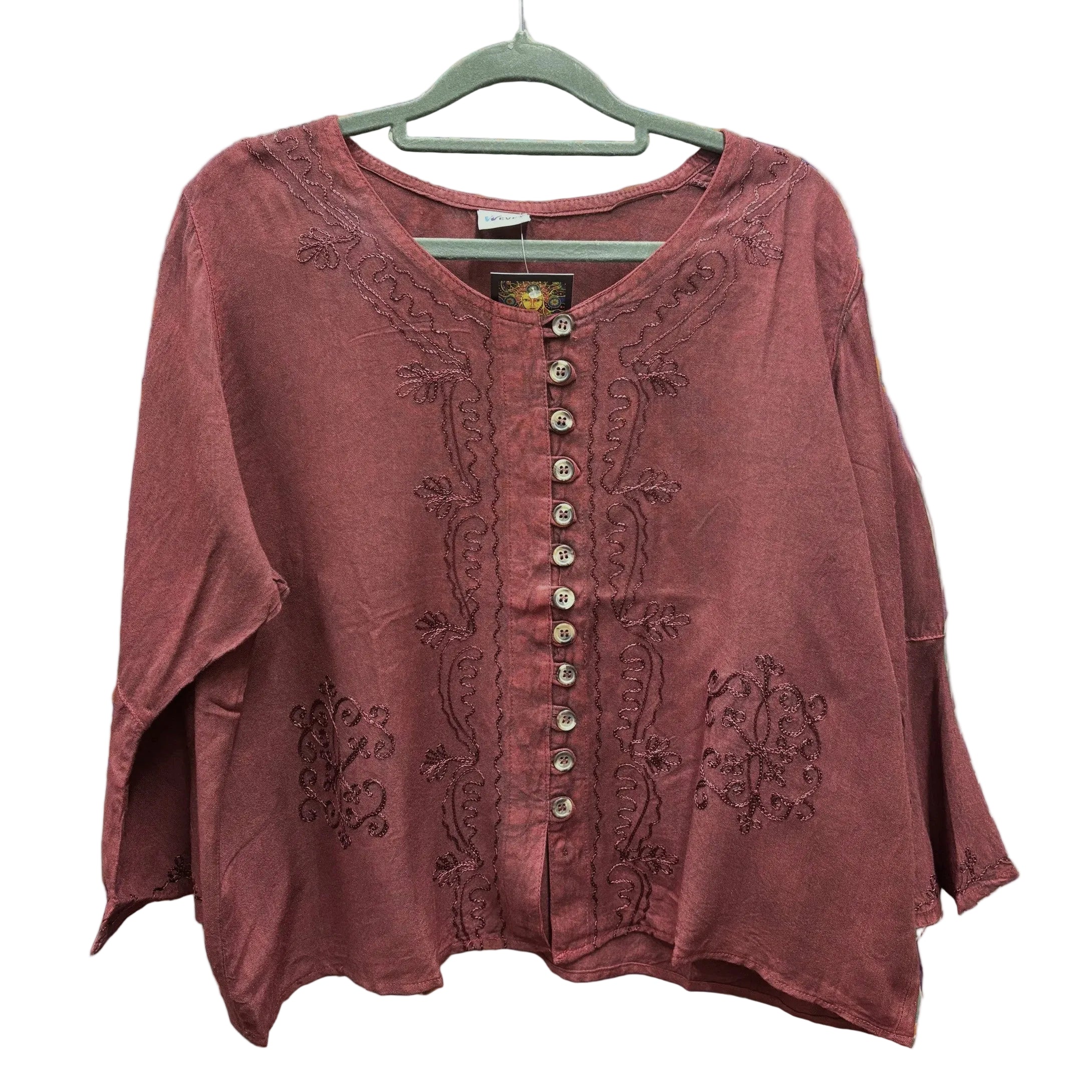 3/4 Length Sleeve Button-up Top