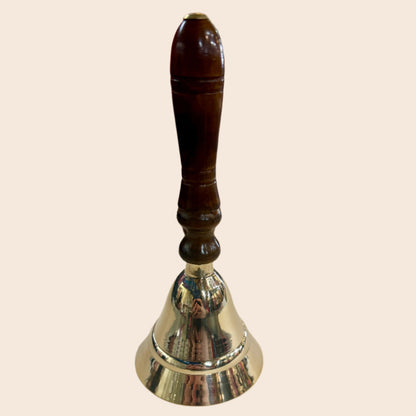 5.5" Brass Bell with Wooden Handle