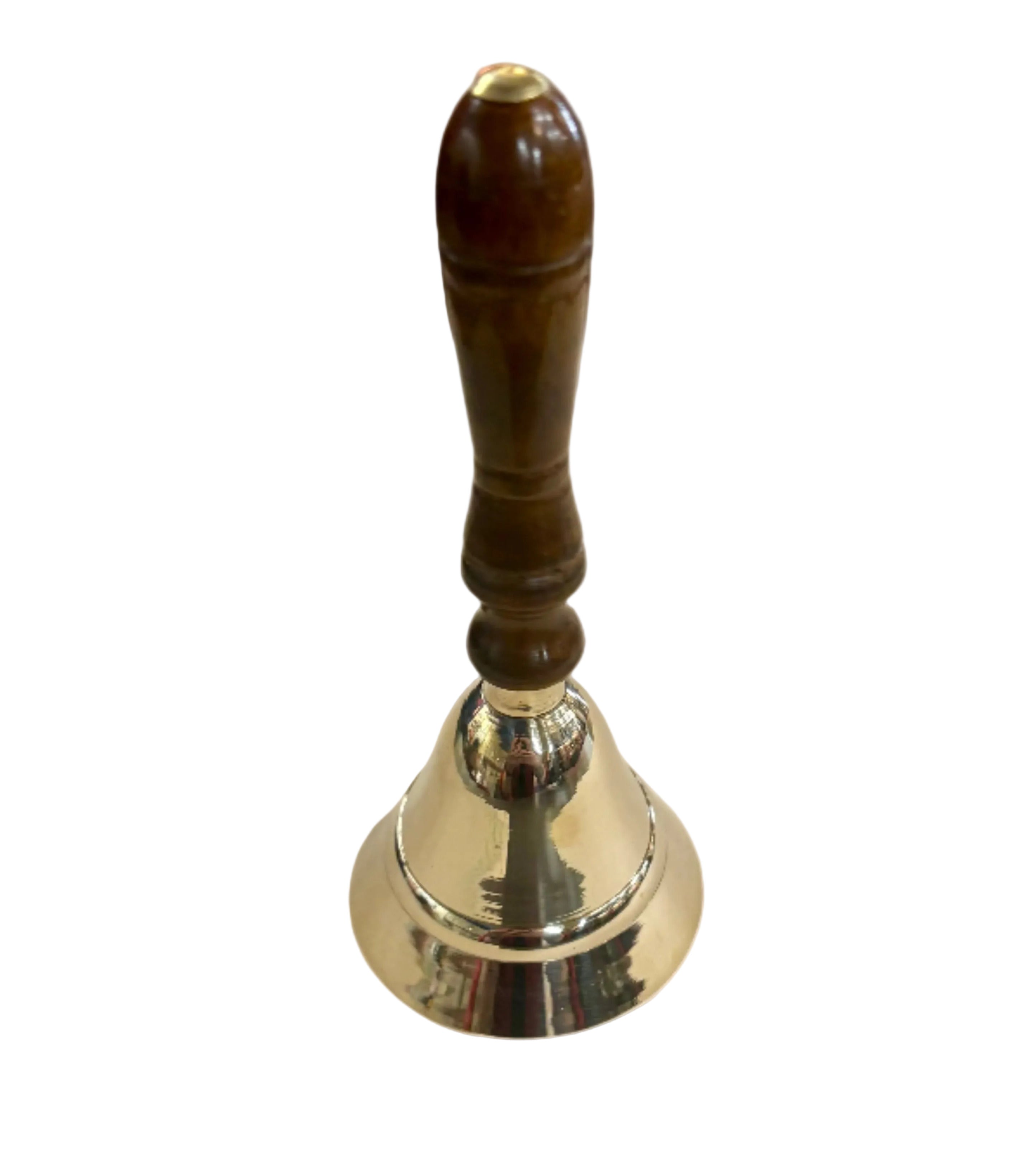 5.5" Brass Bell with Wooden Handle