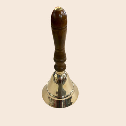 5.5" Brass Bell with Wooden Handle