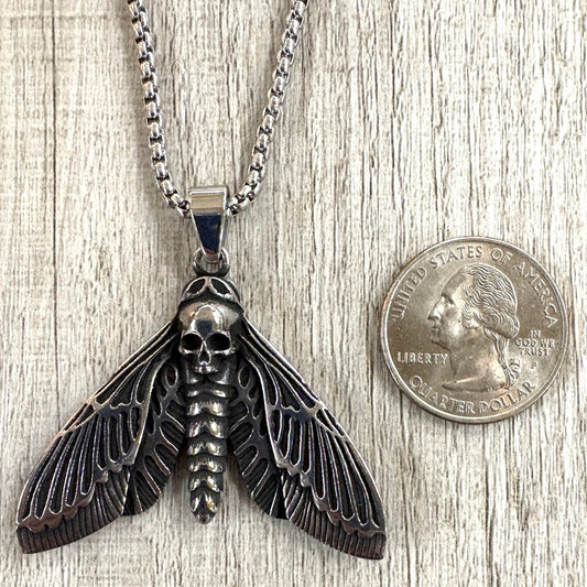 Death's Head Hawk Moth Stainless Steel Necklace