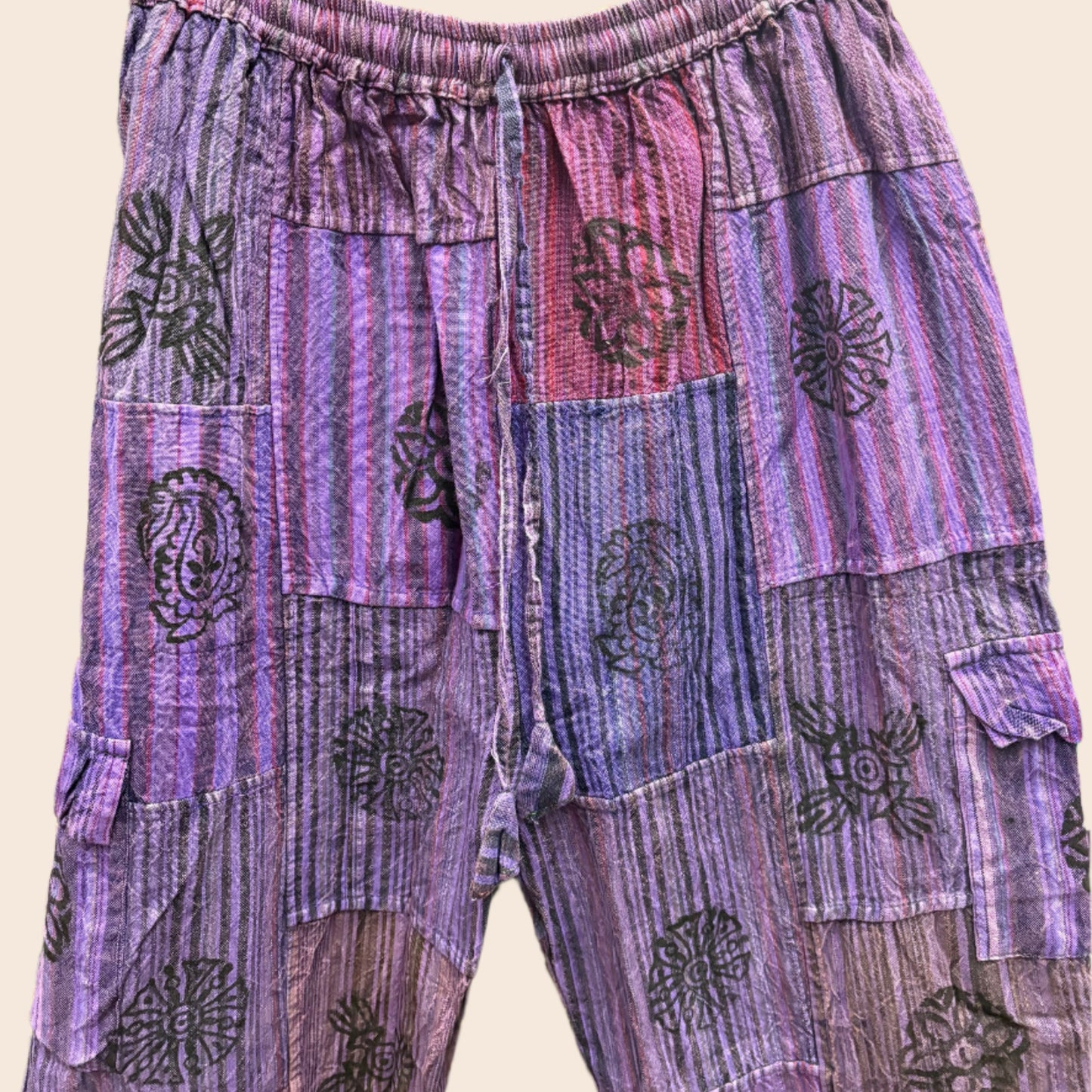 Solid Color Patchwork Pants