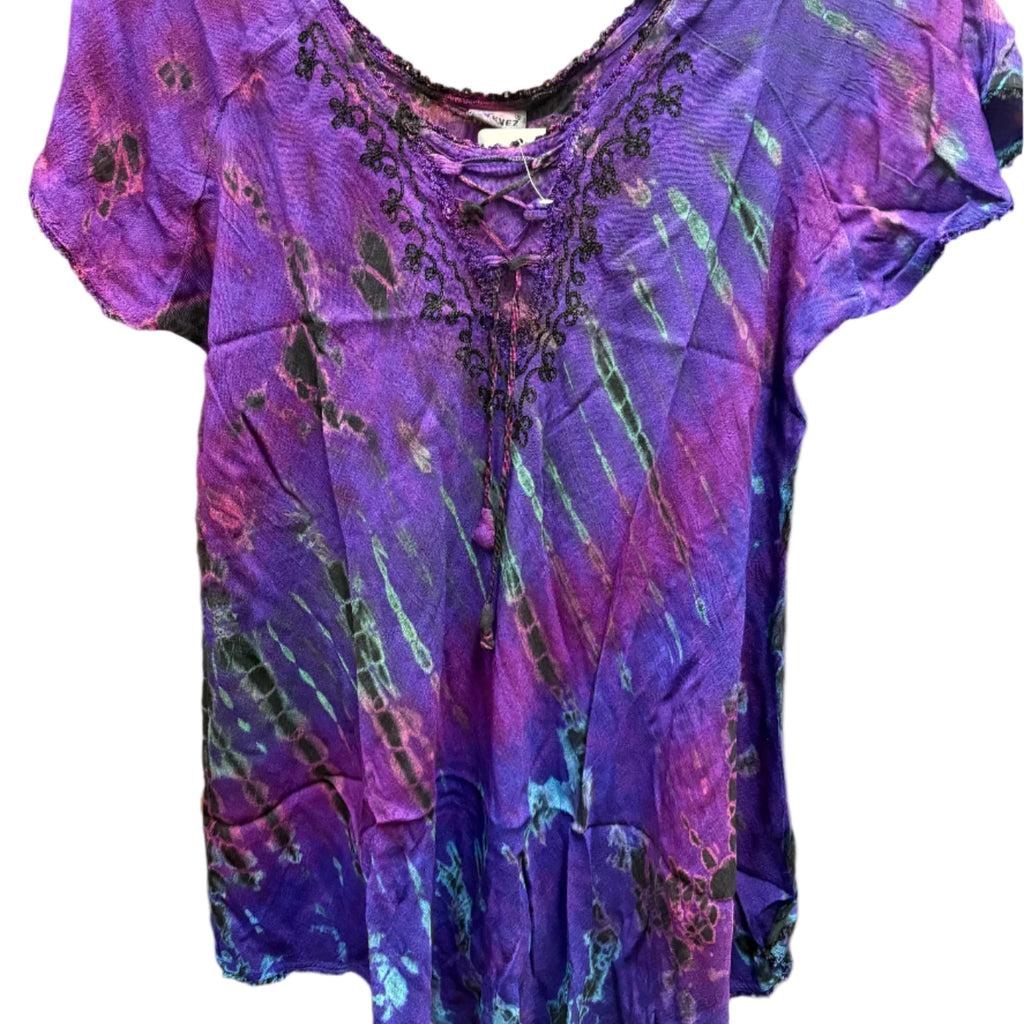 Tie-Dye Short Sleeve Blouse
