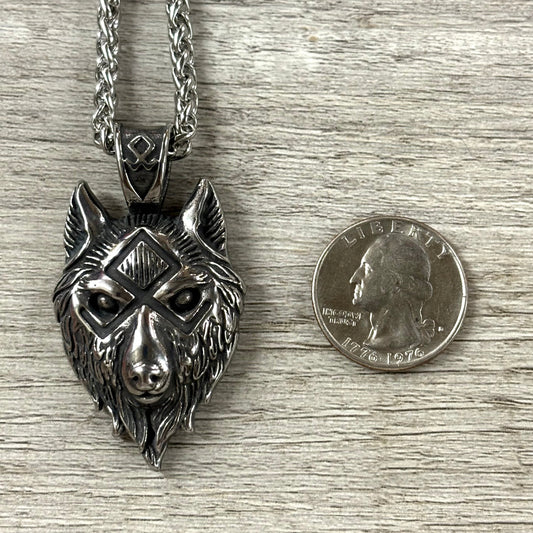 Wolf Head Stainless Steel Necklace
