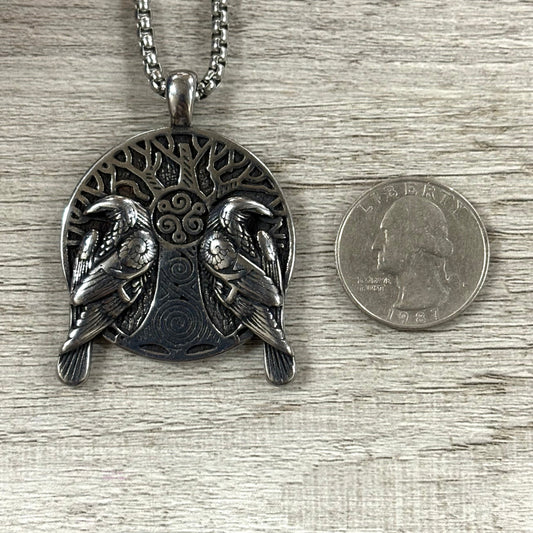 Celtic 2 Raven Stainless Steel Necklace