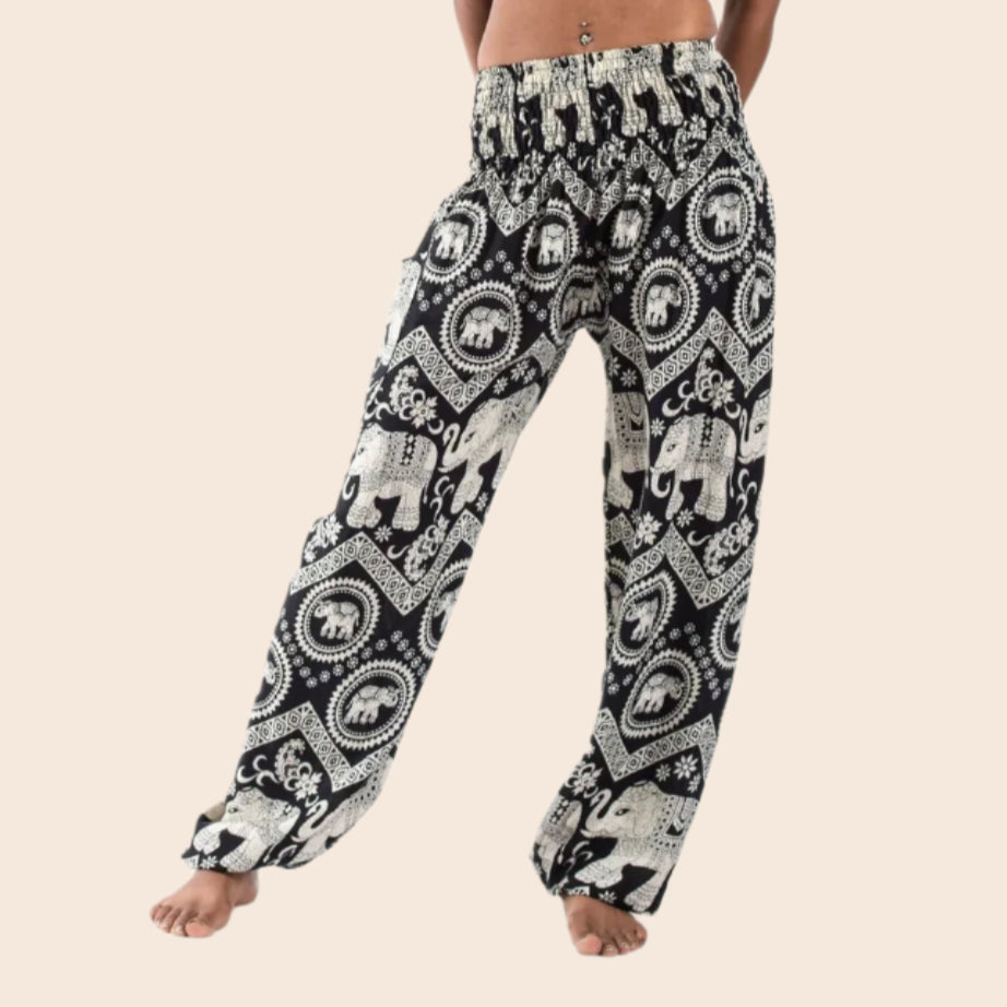 Black Imperial Elephant Harem Pants