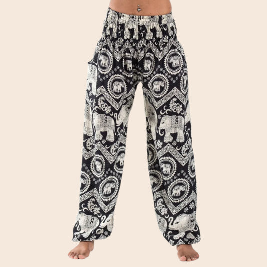 Black Imperial Elephant Harem Pants