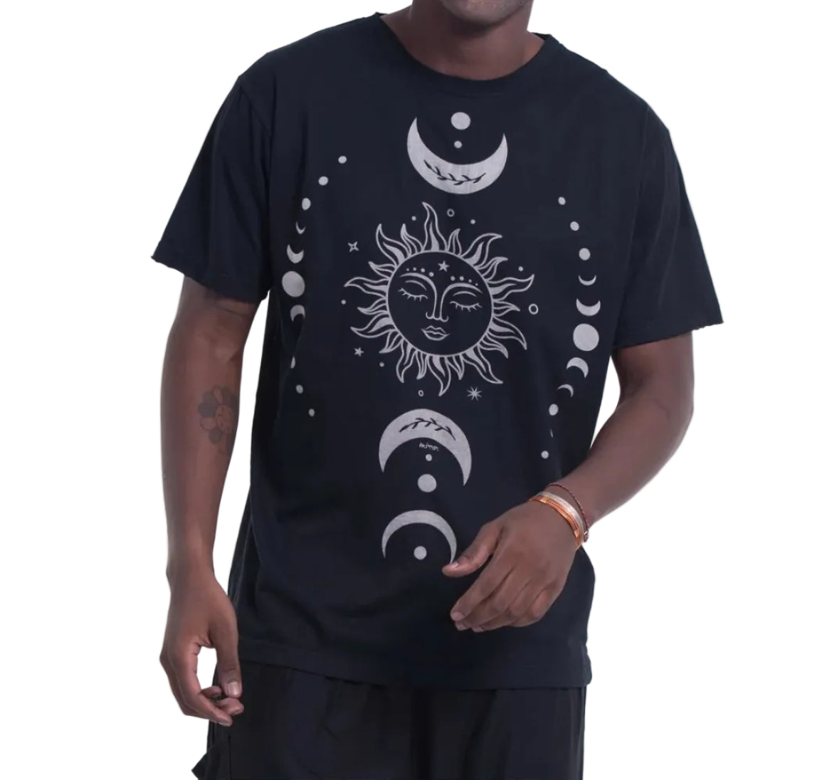 Black Sun Moon Cotton T-Shirt
