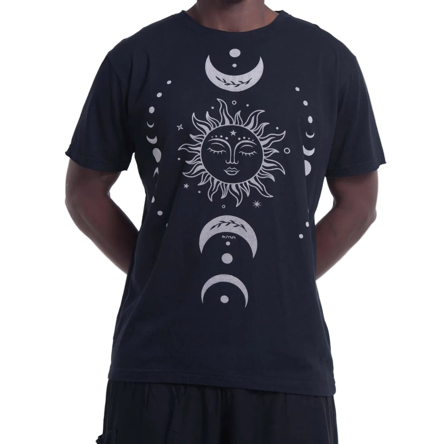 Black Sun Moon Cotton T-Shirt
