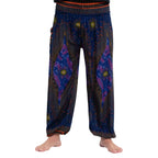 Navy Peacock's Eye Harem Pants