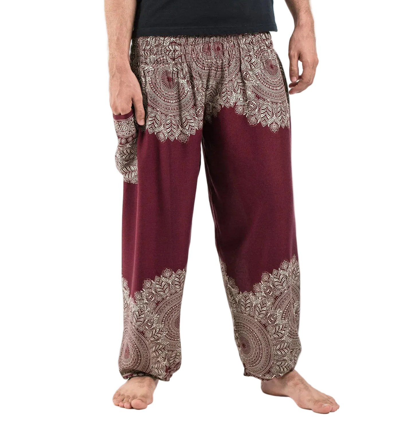 Maroon Floral Mandala Harem Pants