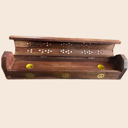 Peace Sign Wood Coffin Burner