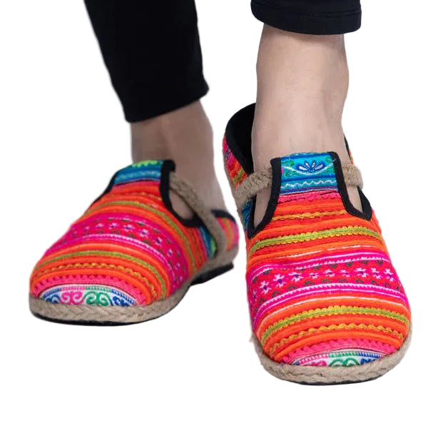 Hmong Patchwork Embroidered Slipper Sandals