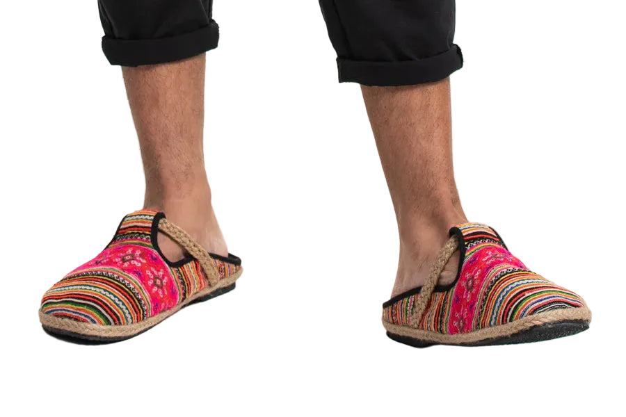Hmong Patchwork Embroidered Slipper Sandals