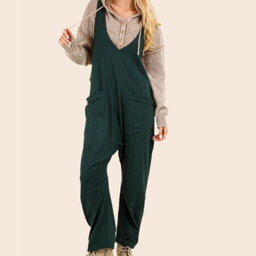 Loose Fit Solid Knit Baggy Jumpsuit