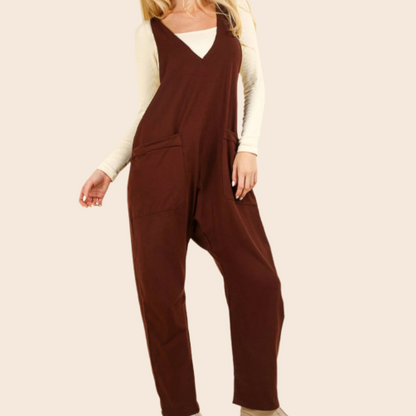 Loose Fit Solid Knit Baggy Jumpsuit