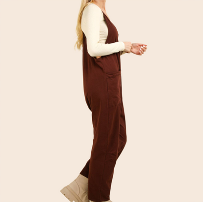 Loose Fit Solid Knit Baggy Jumpsuit